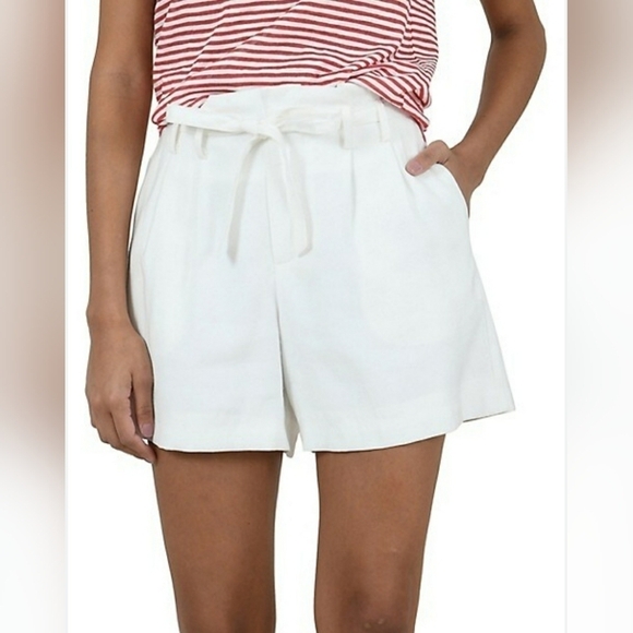 Molly Bracken Pants - Molly Bracken White Paperbag Shorts With Belt